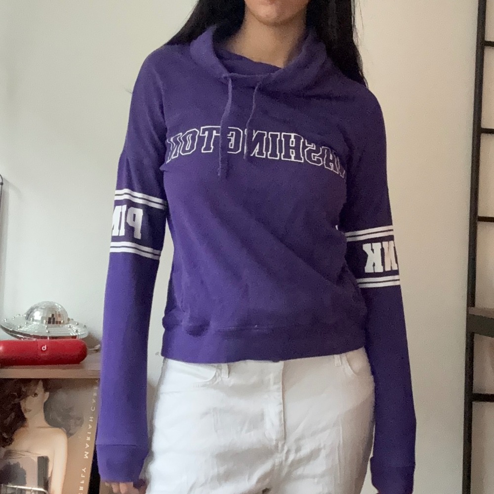 Victoria's Secret PINK Washington Purple Cowl Neck Long Sleeve Sweatshirt XS
